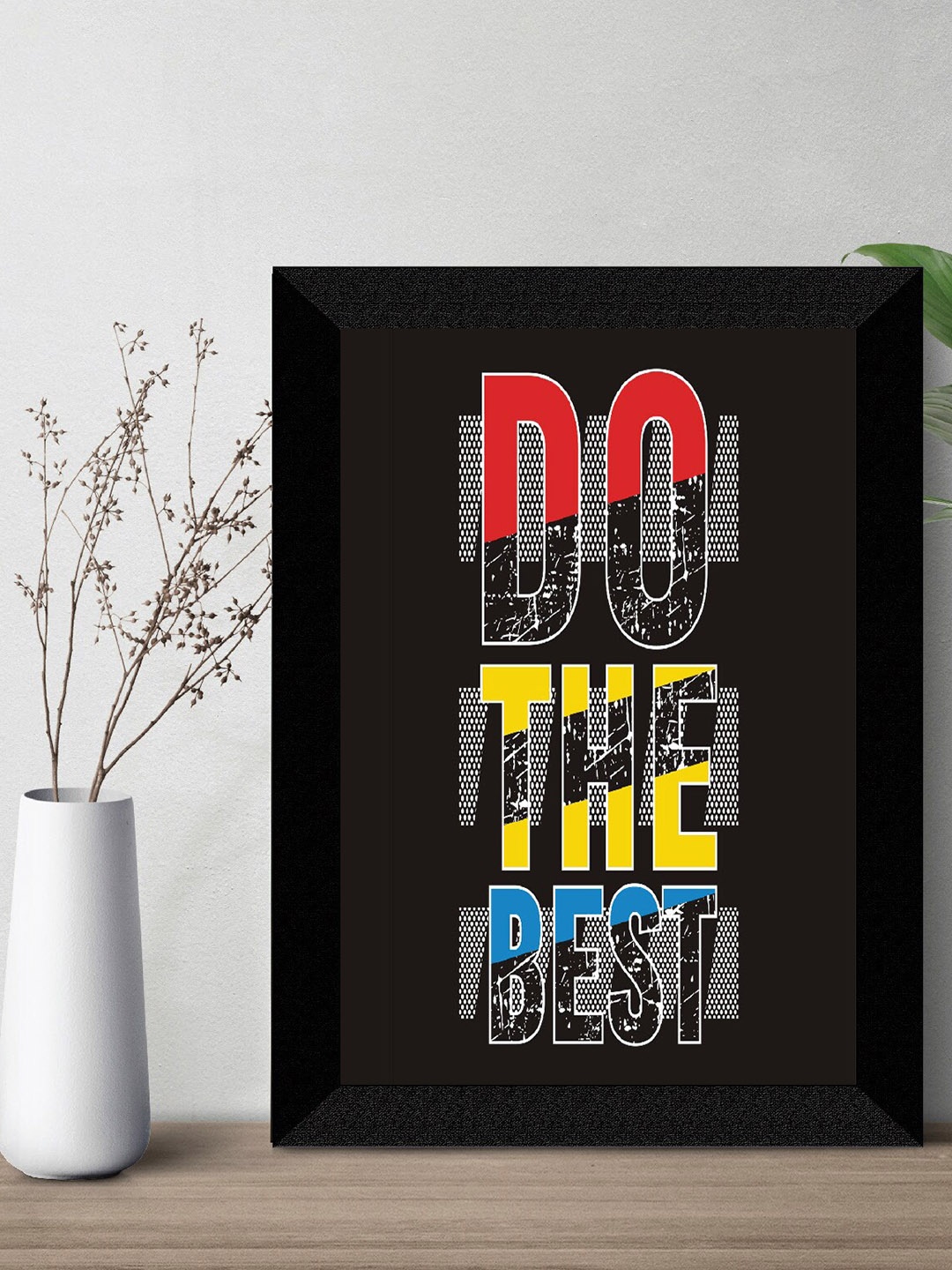 

SAF Charcoal Grey & Yellow Motivational Quotes UV Textured Framed Wall Art