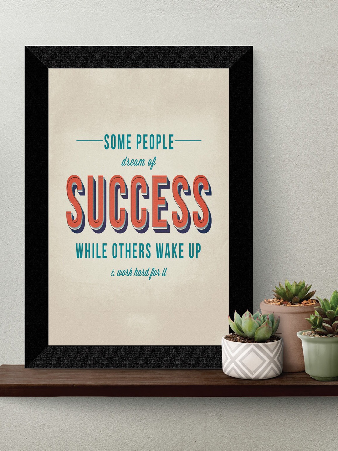 

SAF Cream-Colored & Blue Motivational Quotes UV Textured Framed Wall Art