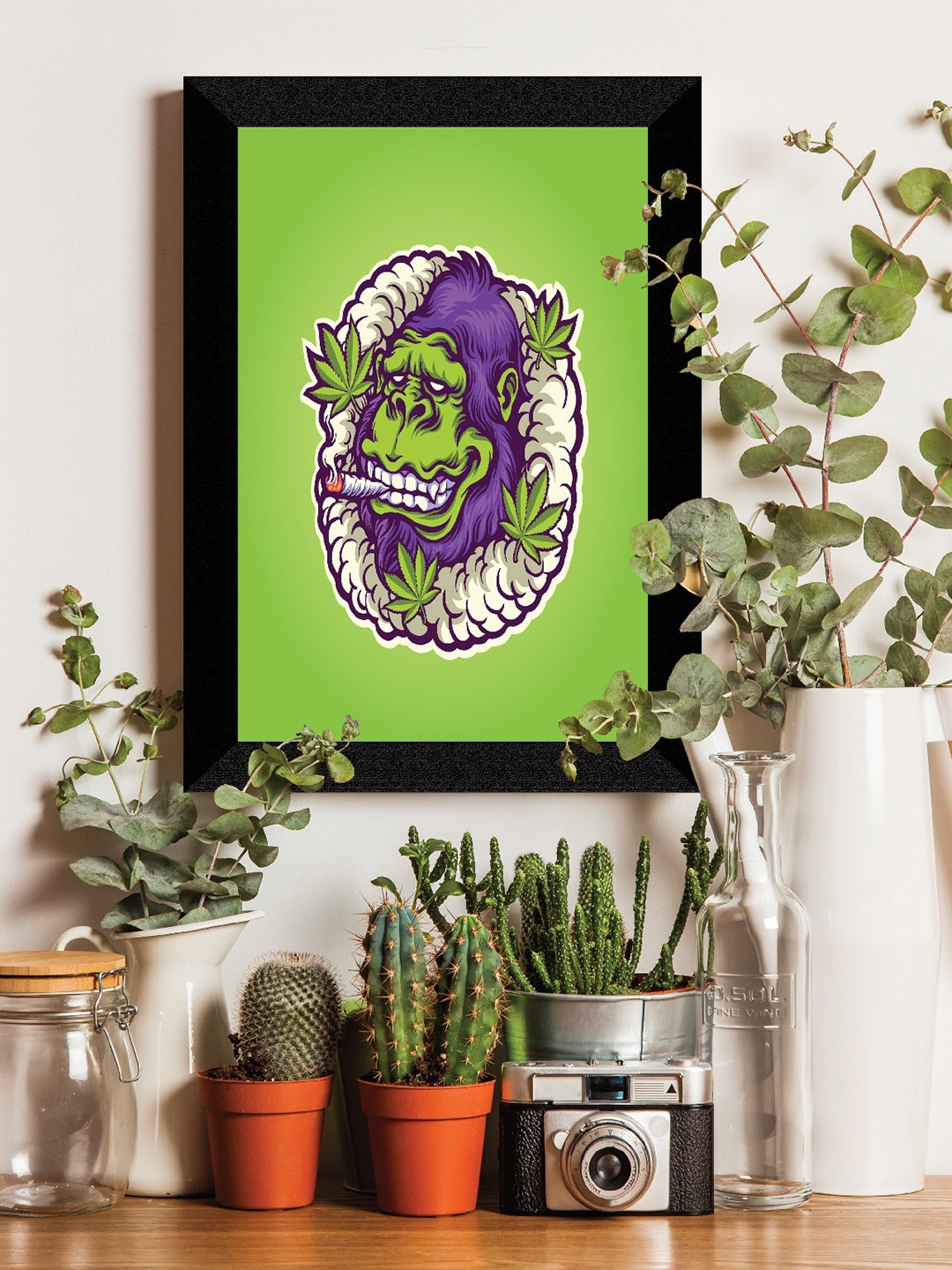 

SAF Green & Purple Cartoon Printed Framed Wall Art