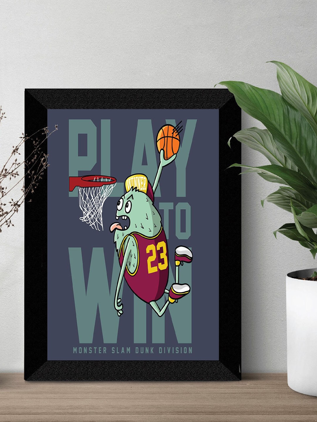 

SAF Kids Grey & Teal Green Play To Win Painted Premium MDF Framed UV Textured Wall Art