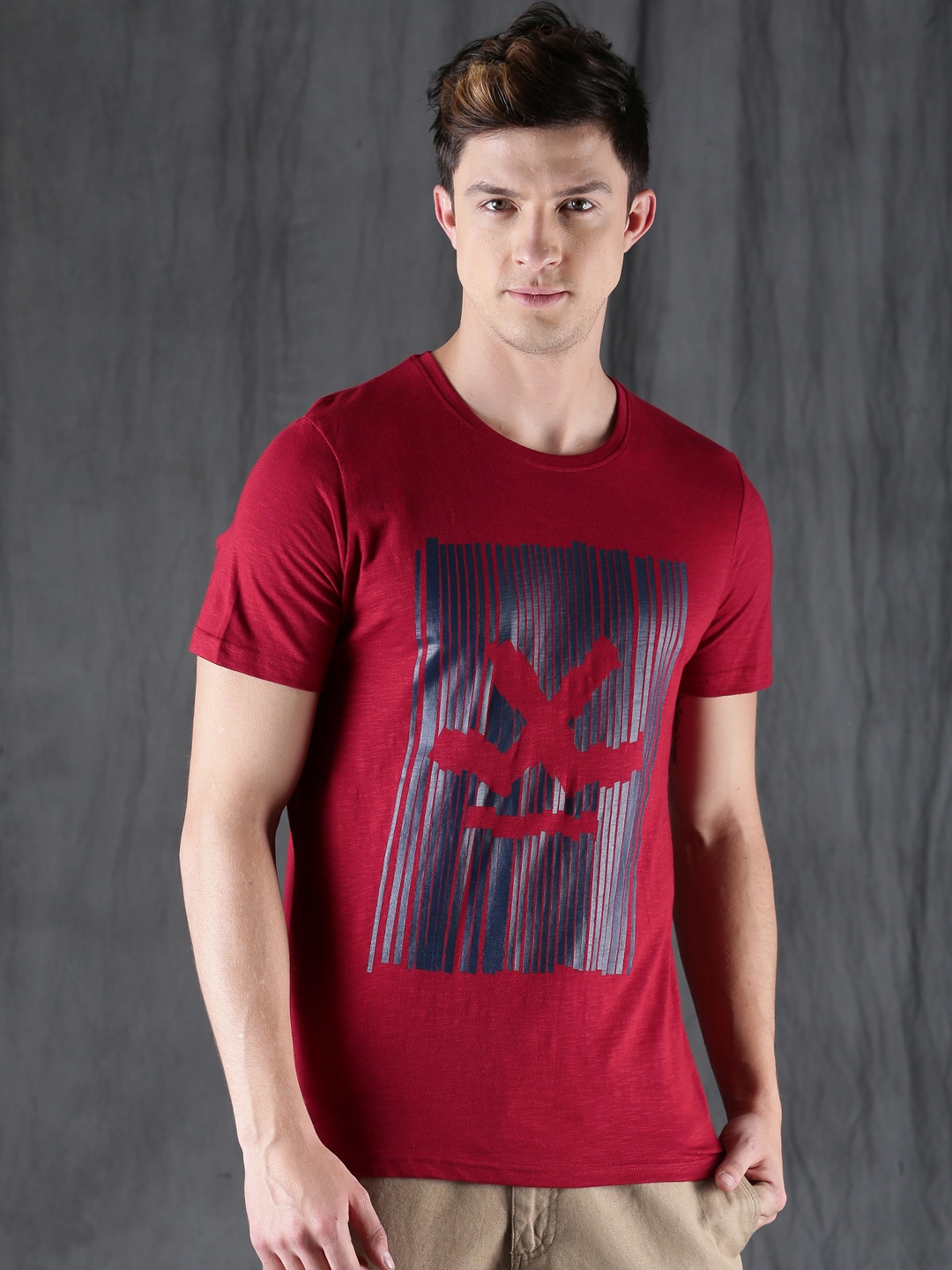 

WROGN Men Maroon Printed T-shirt