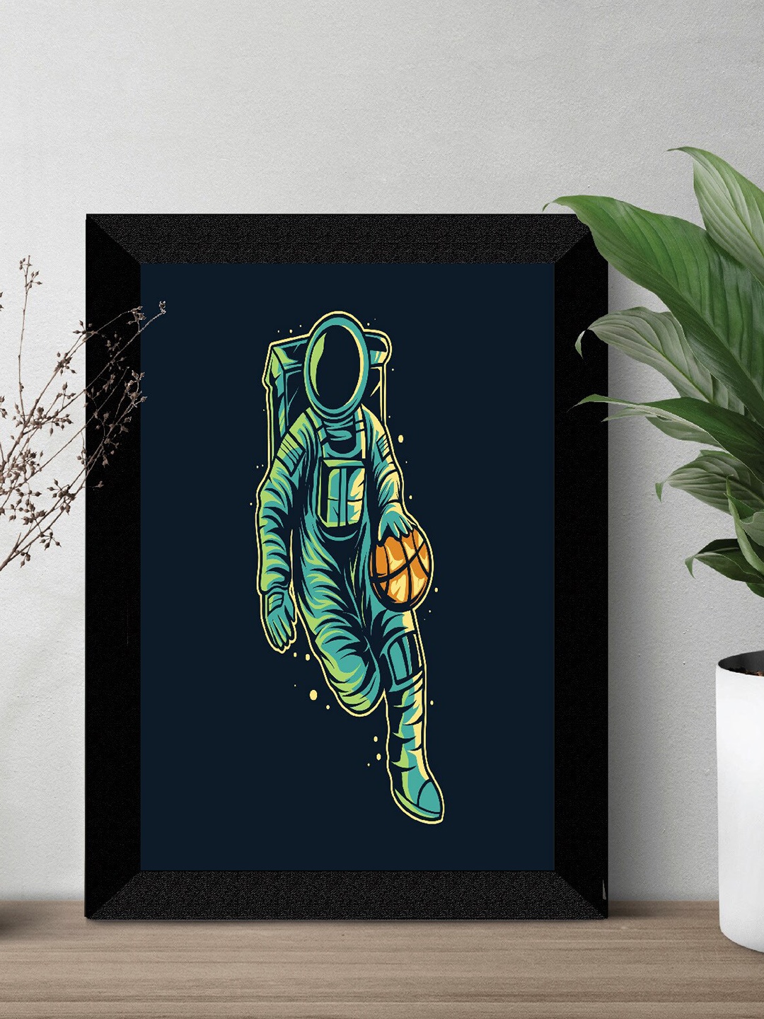 

SAF Kids Blue & Green Astronaut Painted Premium MDF Framed UV Textured Wall Art