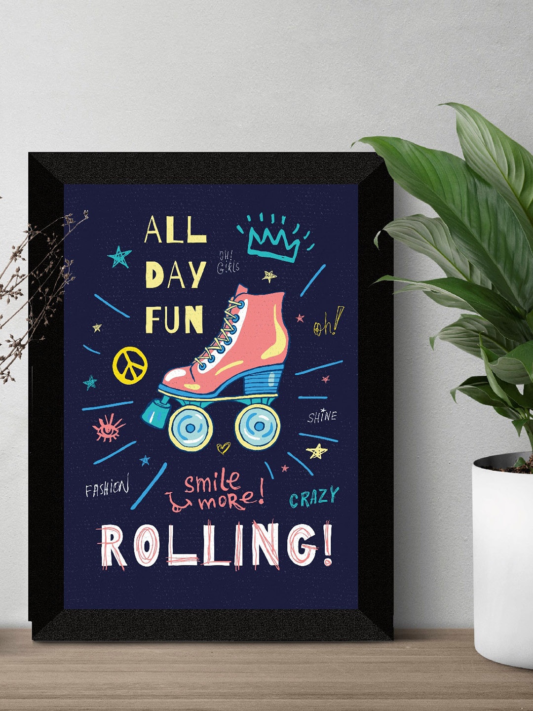 

SAF Blue & Pink Rolling Painted Premium MDF Framed UV Textured Wall Art
