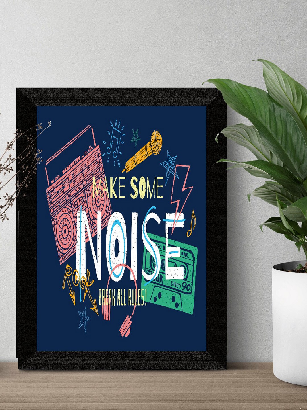 

SAF Blue & Pink Motivational Quotes UV Textured Framed Wall Art, Navy blue