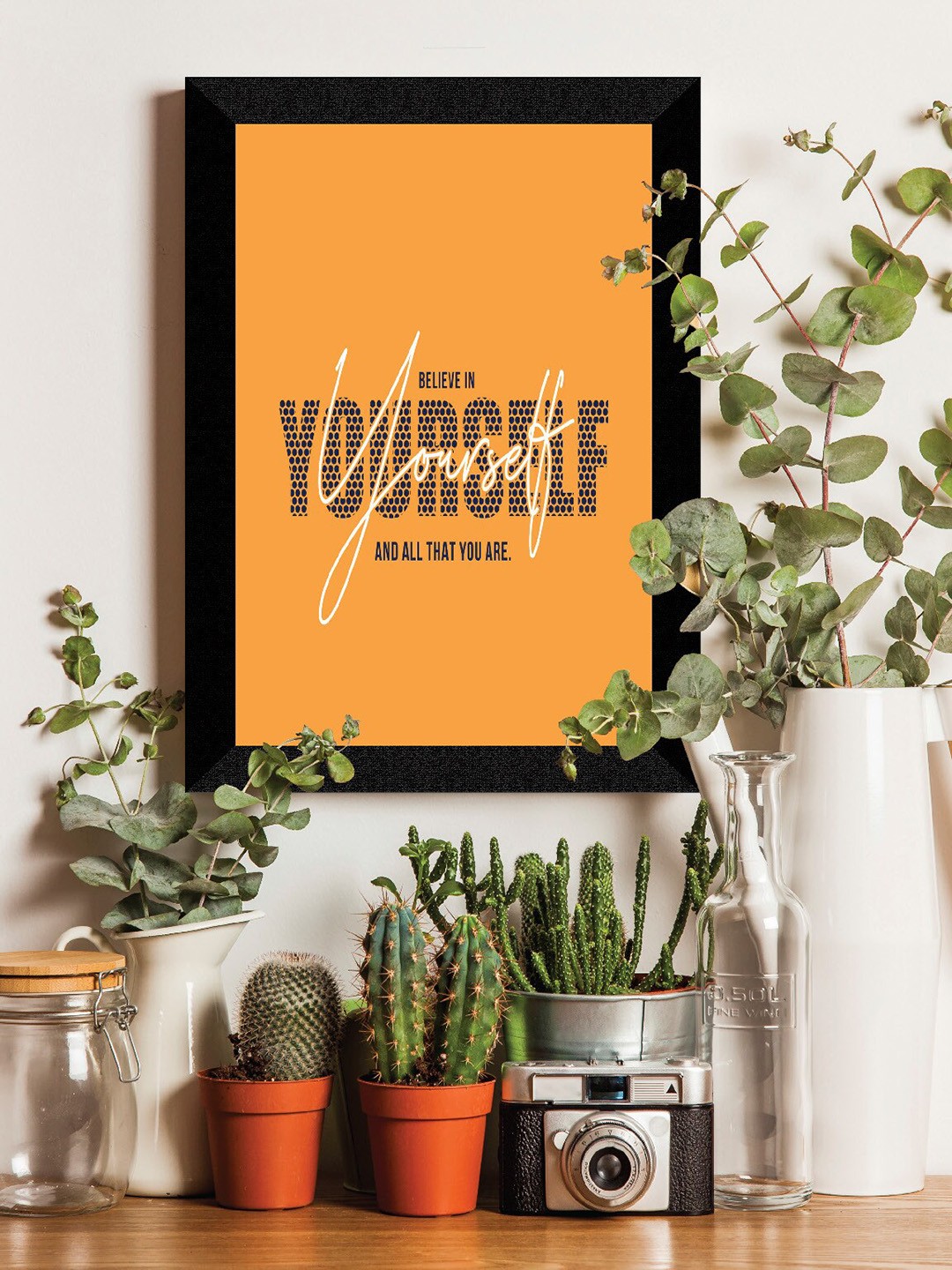 

SAF Black & Mustard Motivational UV Textured Premium Framed Wall Art Painting