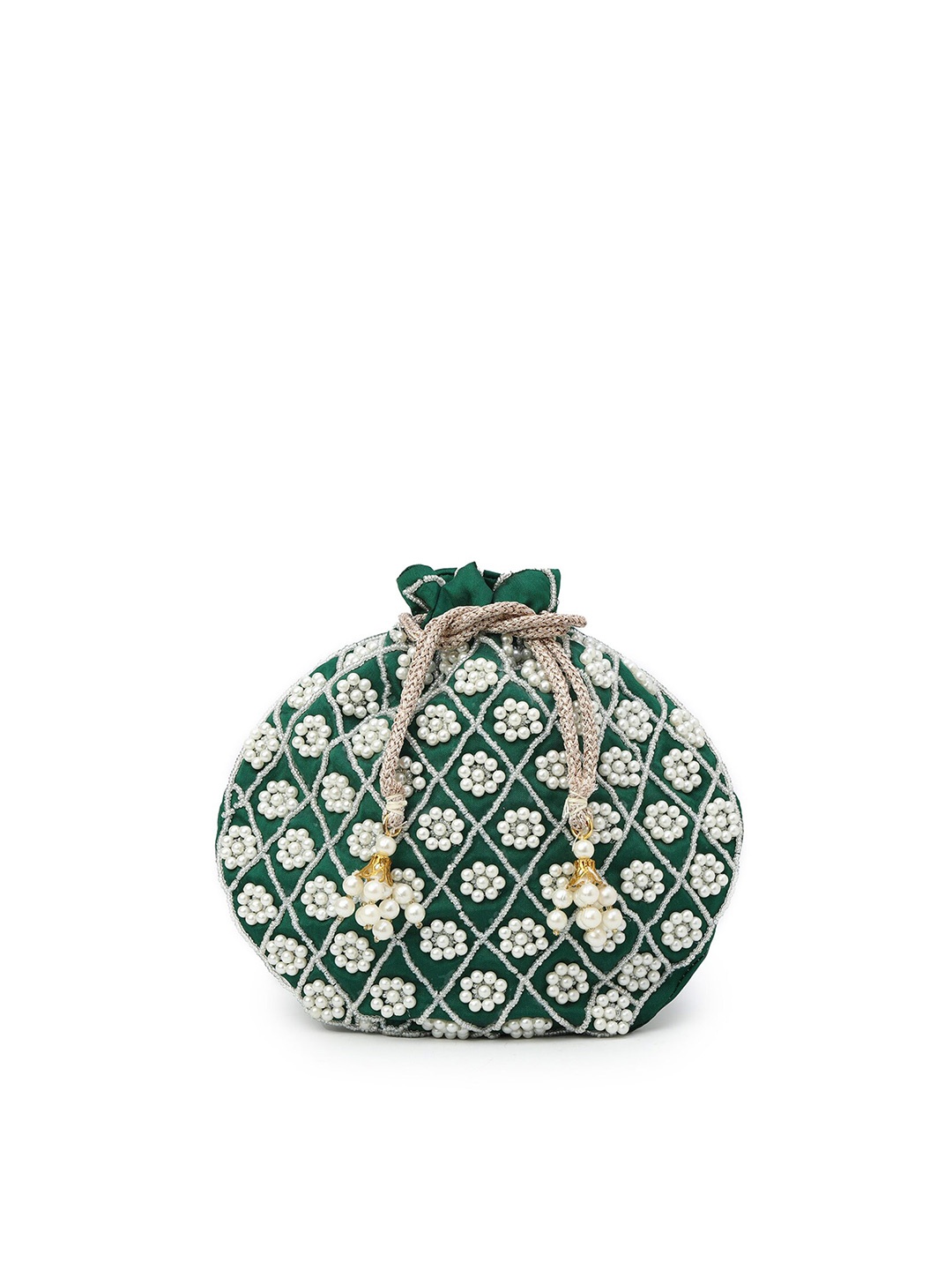 

gaura pakhi Embellished Potli Clutch, Green
