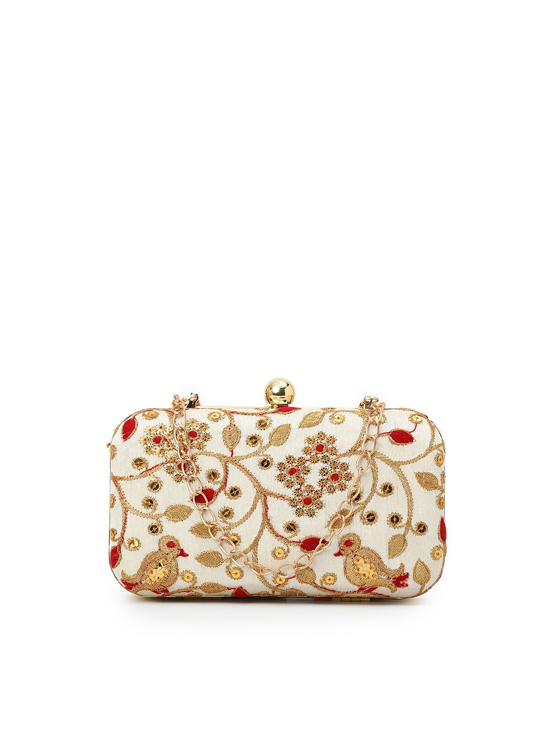 

gaura pakhi Embroidered Box Clutch, White