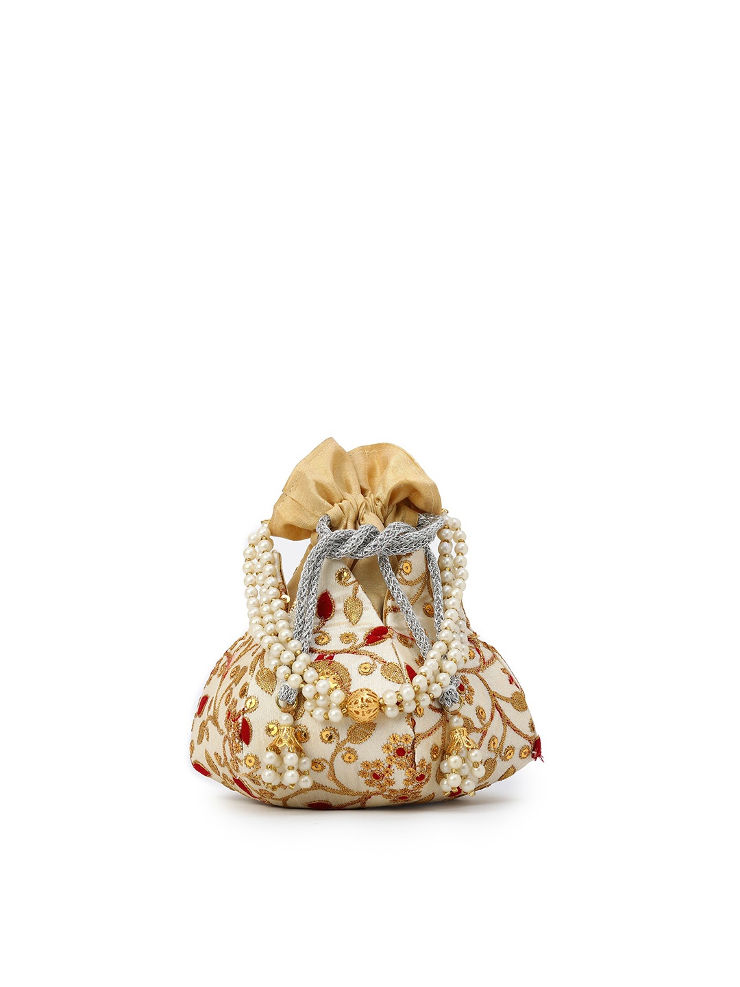 

gaura pakhi Embroidered Potli Clutch, White