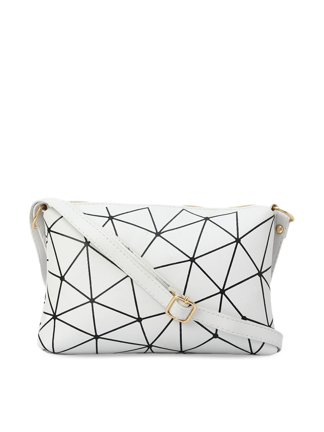

gaura pakhi Geometric Printed Structured Sling Bag, White