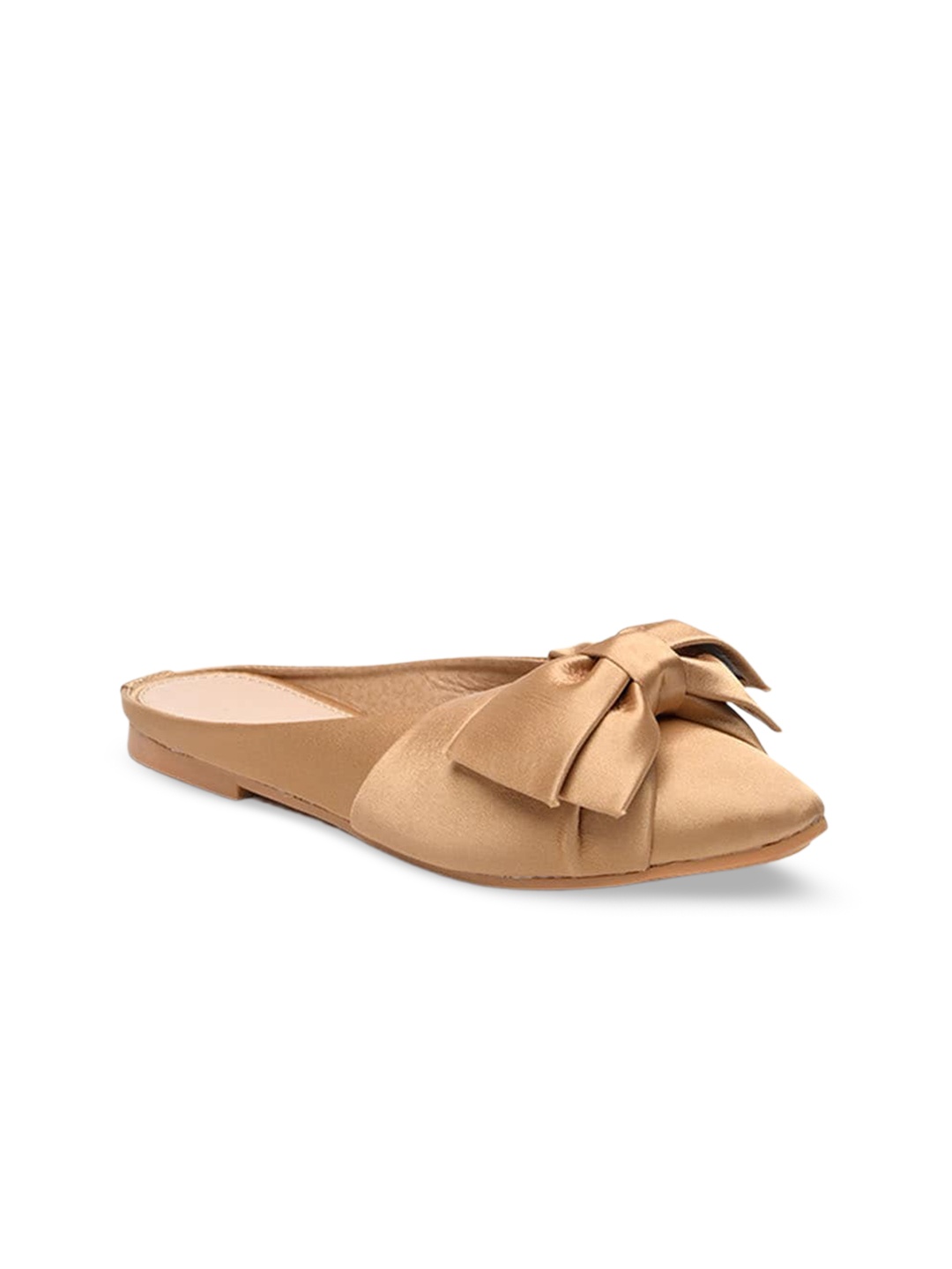 

Street Style Store Bow Embellished Pointed Toe Mules, Gold