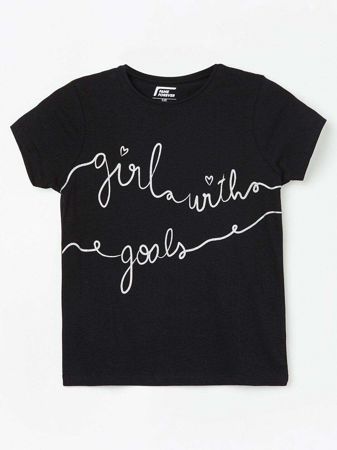 

Fame Forever by Lifestyle Girls Black Typography Printed V-Neck T-shirt