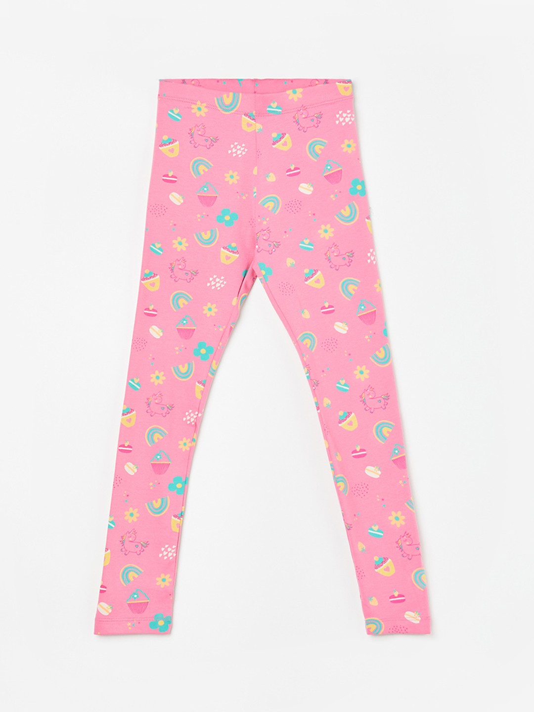 

Fame Forever by Lifestyle Printed Cotton Ankle-Length Leggings, Pink