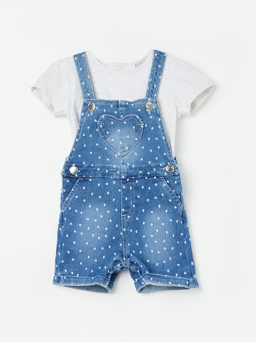 

Juniors by Lifestyle Girls Geometric Printed Dungarees With T-Shirt, Blue