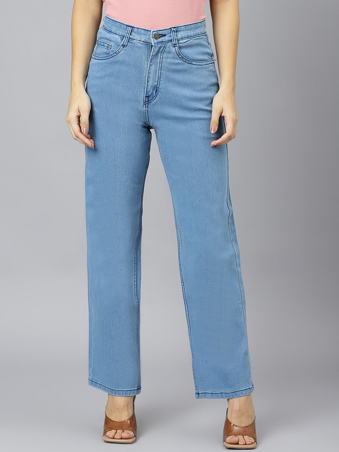 

BAESD Women Flared High-Rise Stretchable Jeans, Blue