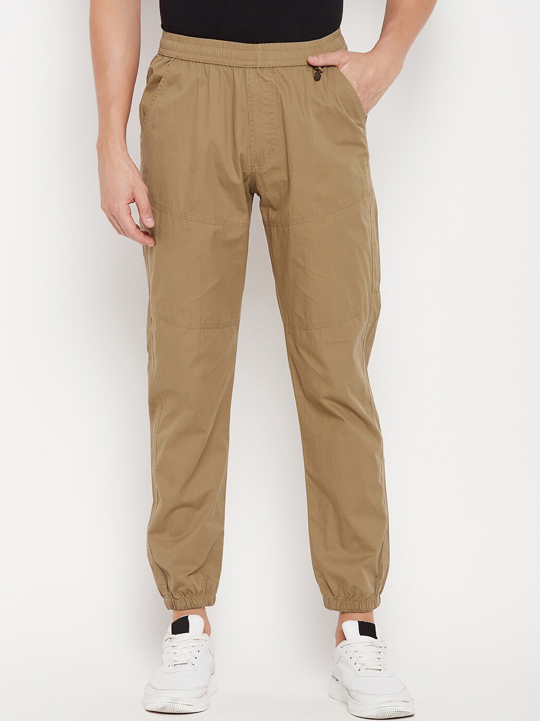 

Okane Men Regular Fit Mid-rise Cotton Joggers, Camel brown