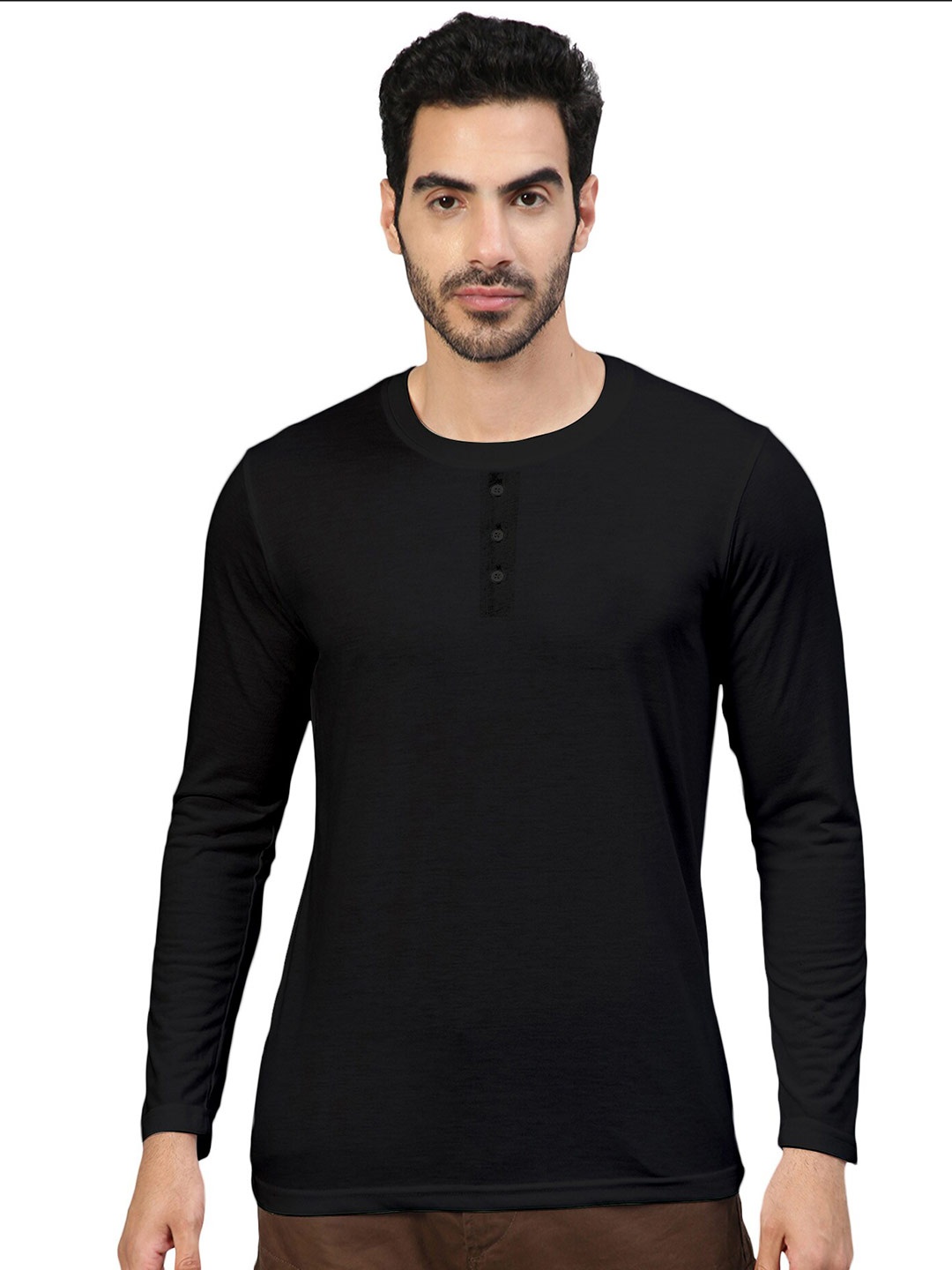 

FTX Full Sleeves Henley Neck Regular Fit T-shirt, Black