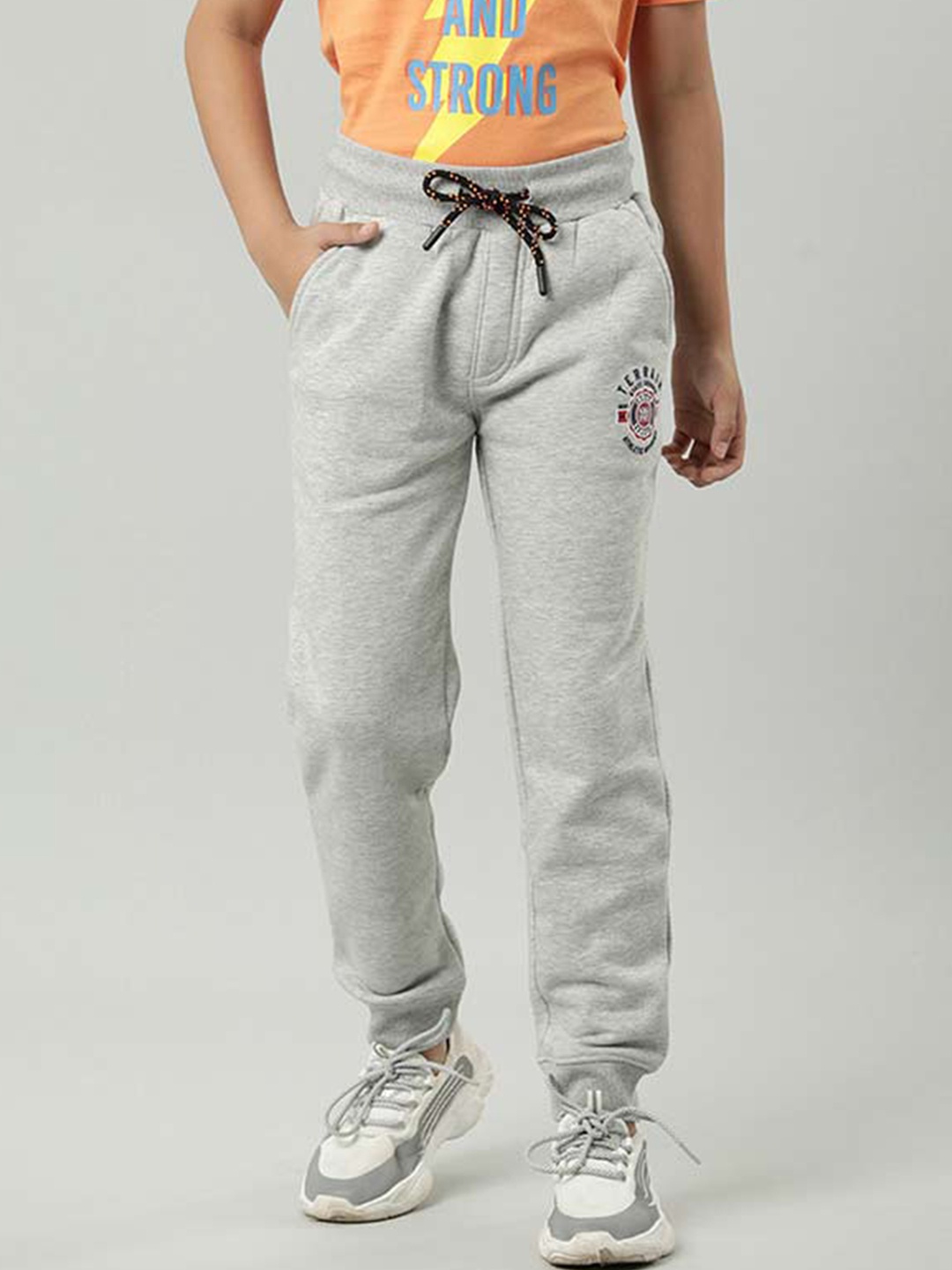 

Indian Terrain Boys Mid-Rise Cotton Joggers, Grey