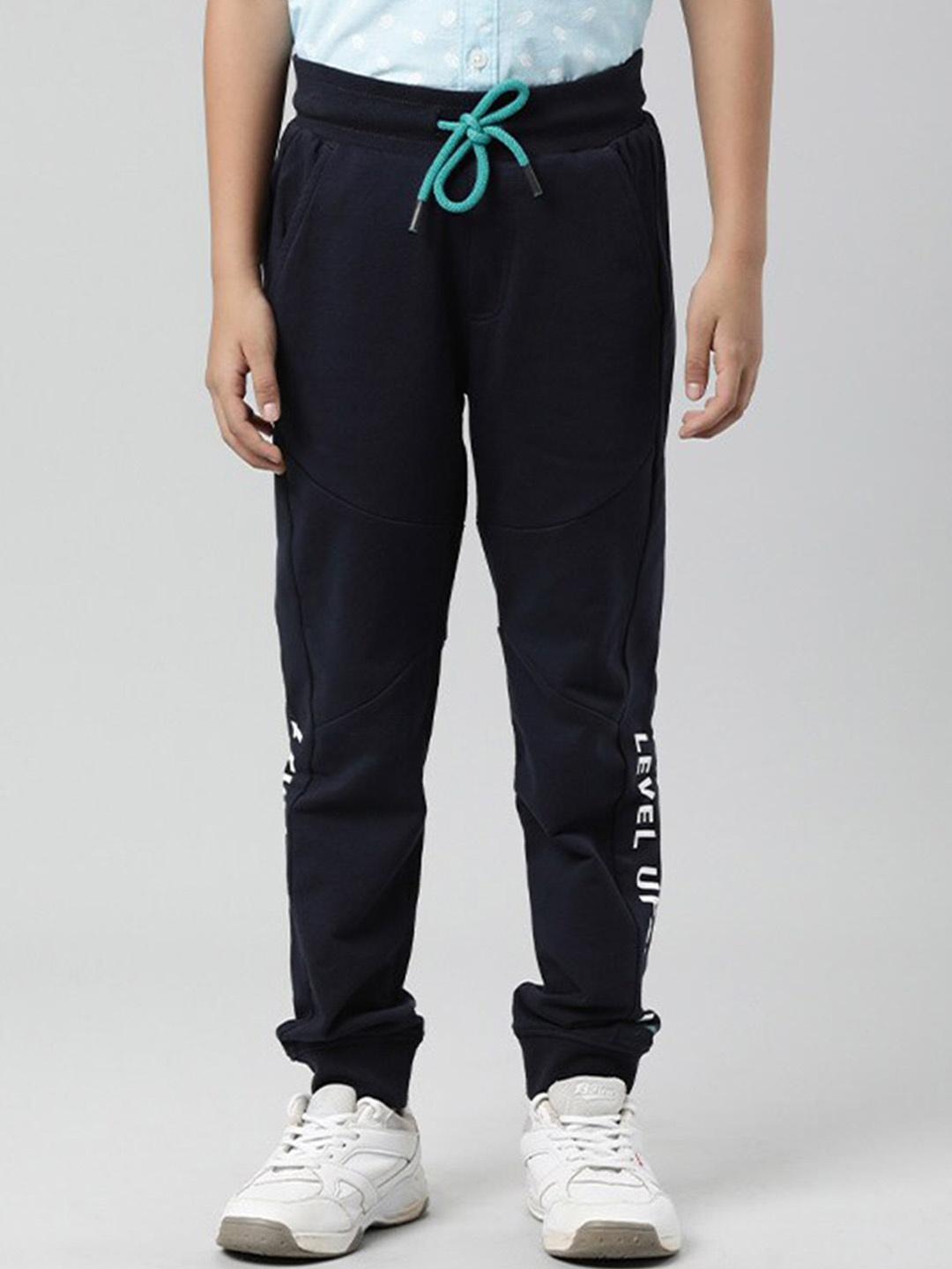 

Indian Terrain Boys Mid-Rise Cotton Joggers, Navy blue
