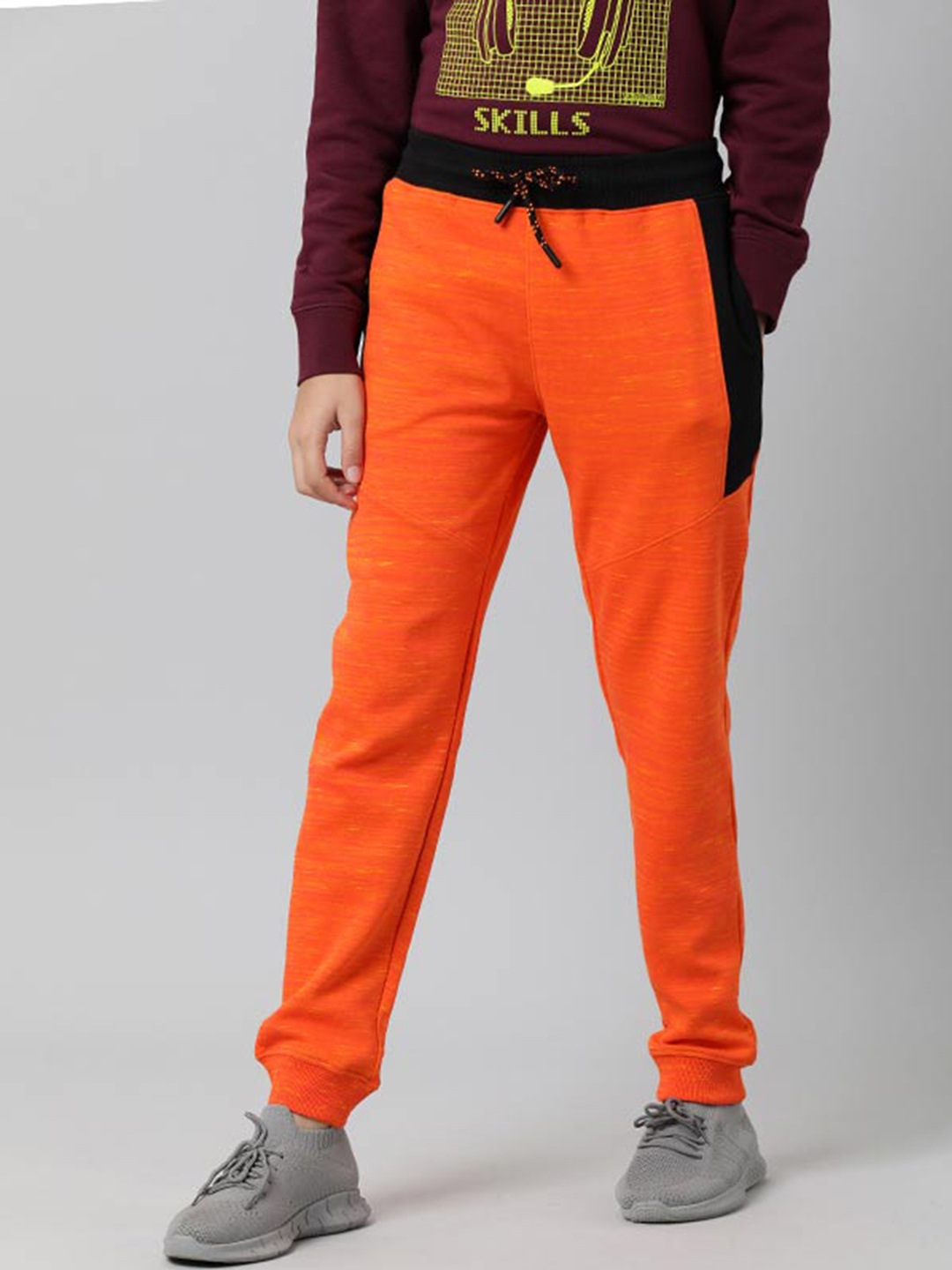 

Indian Terrain Boys Mid-Rise Cotton Joggers, Orange