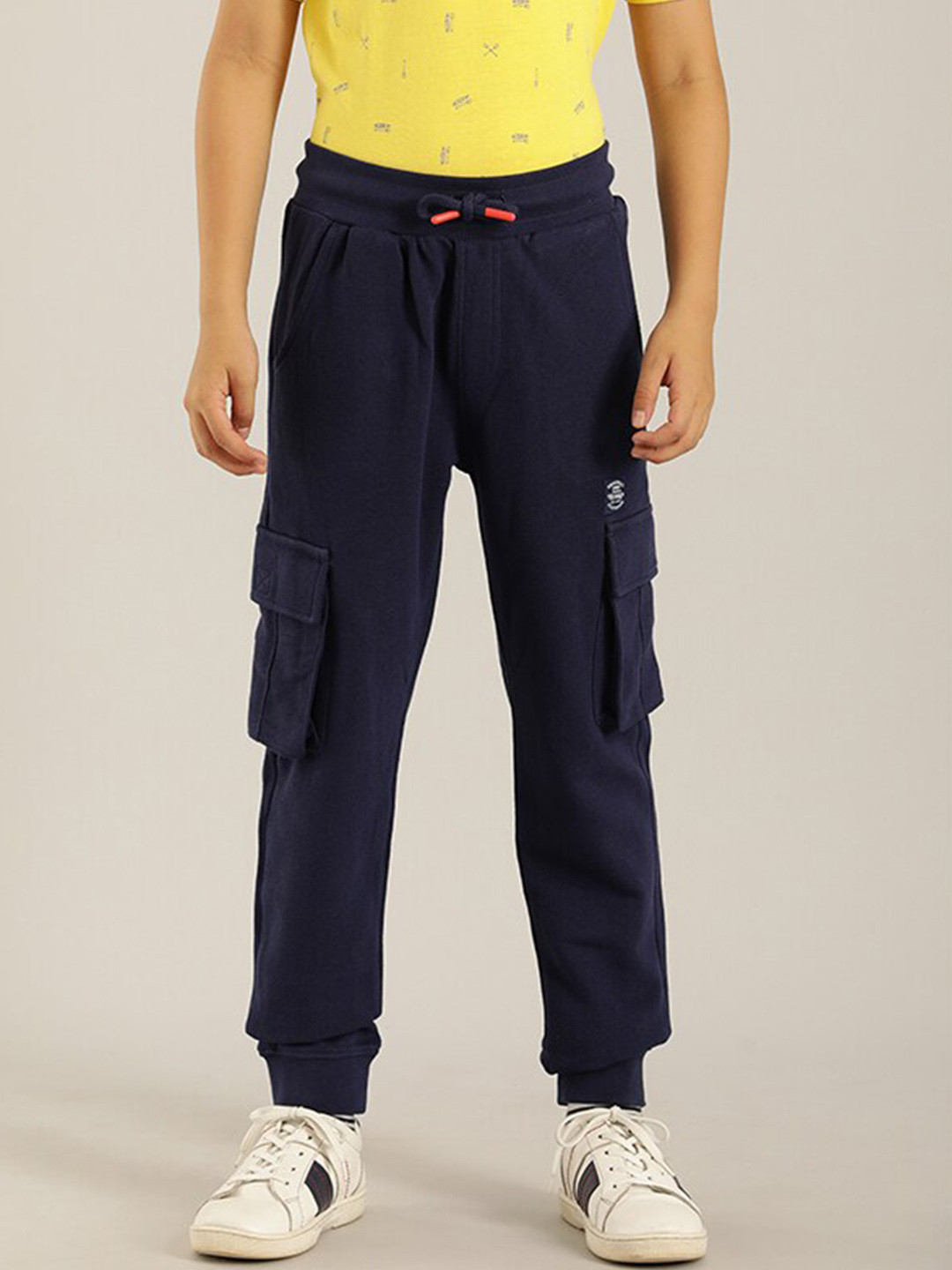 

Indian Terrain Boys Mid-Rise Pure Cotton Joggers, Blue