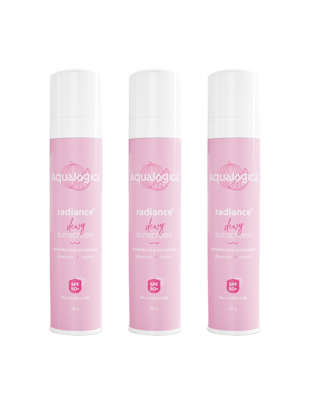 

Aqualogica Set of 3 Radiance+ Dewy Sunscreen - 50 g Each, Pink