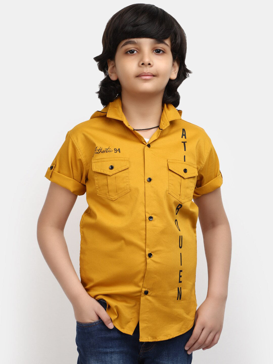 

V-Mart Boys Mustard Opaque Casual Shirt