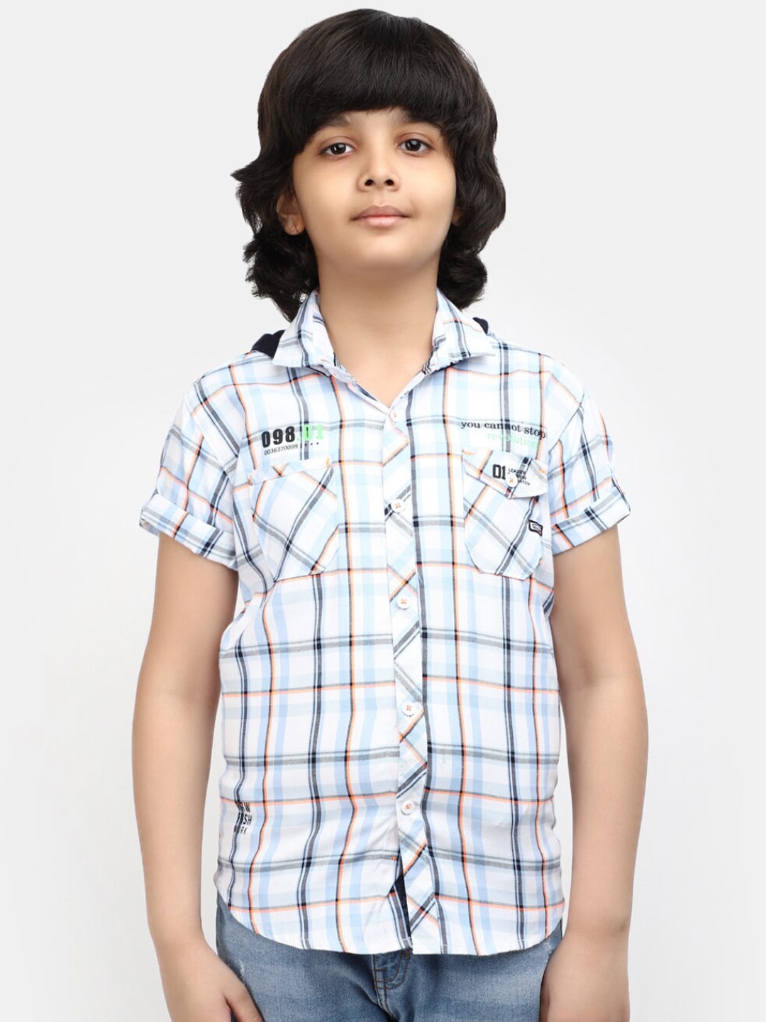 

V-Mart Boys Blue Opaque Checked Casual Shirt