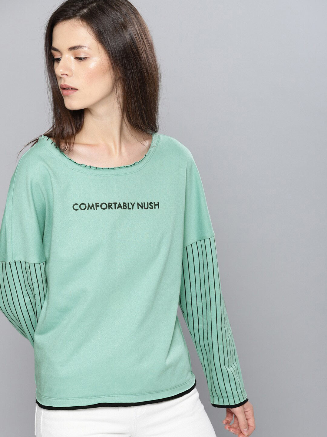 

Mast & Harbour Women Green Typography T-shirt