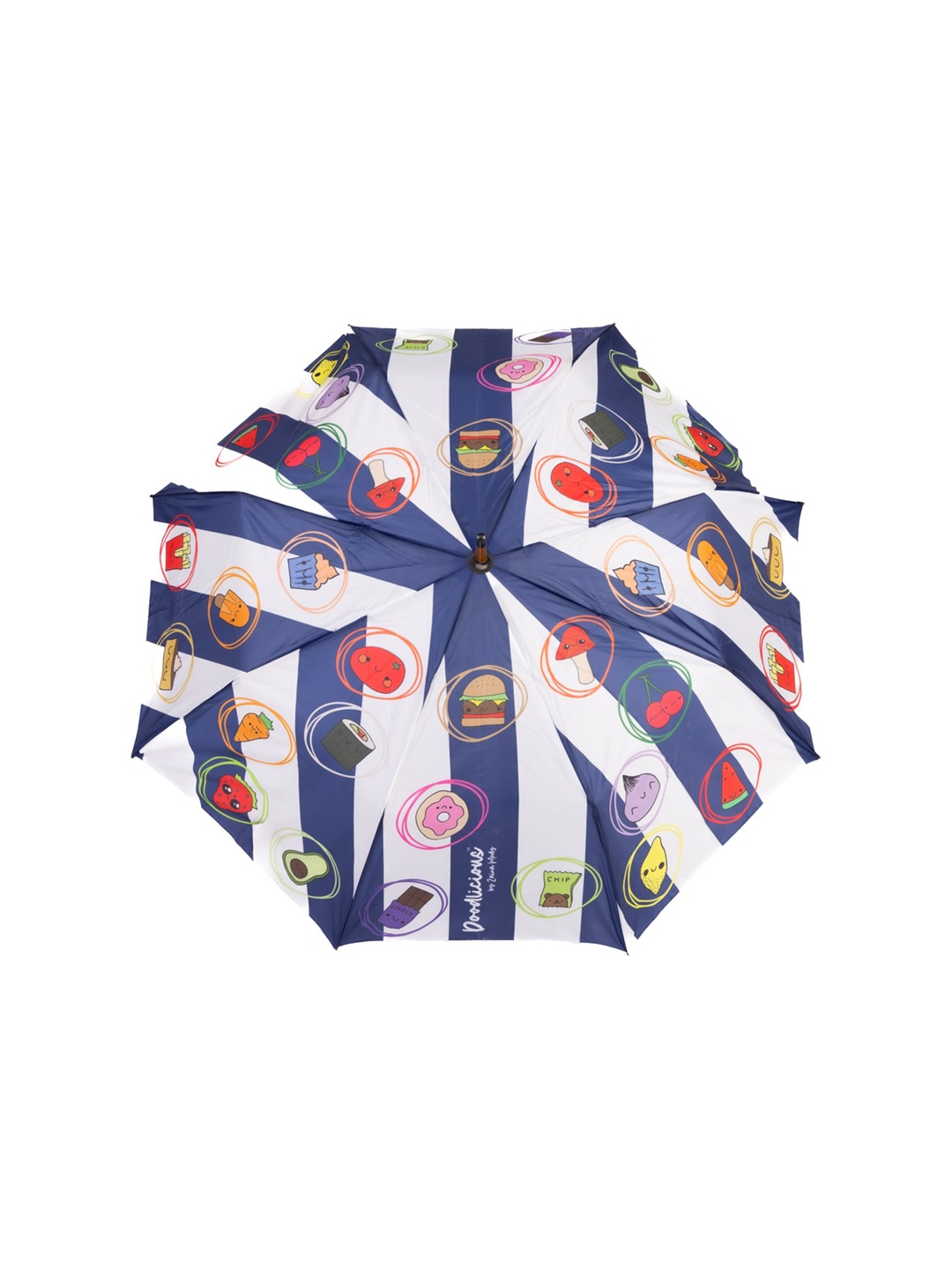 

Doodlicious Foodie Blue Stripes Tall Umbrella Doodle