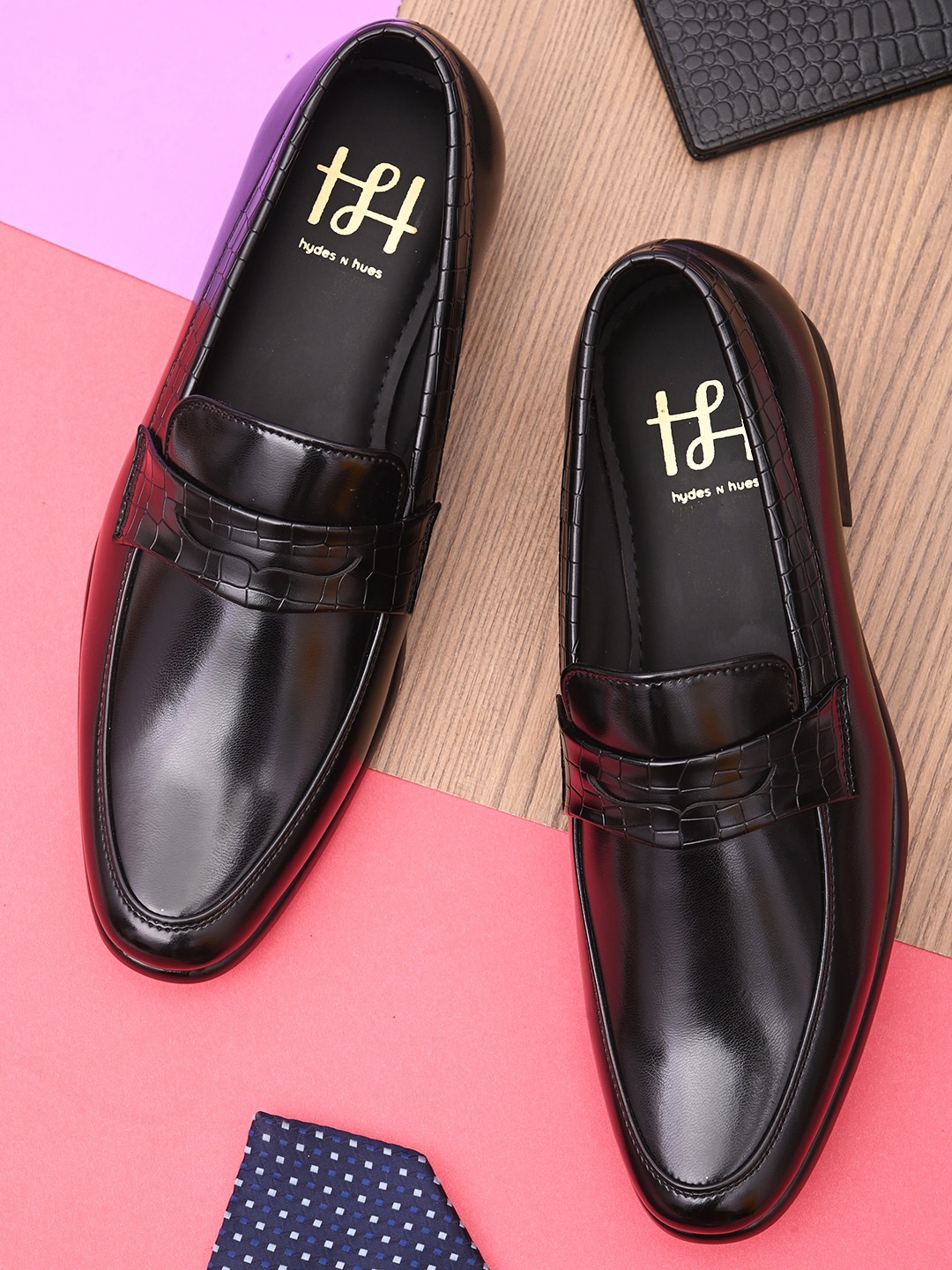 

Hydes N Hues Men Slip On Formal Loafers, Black