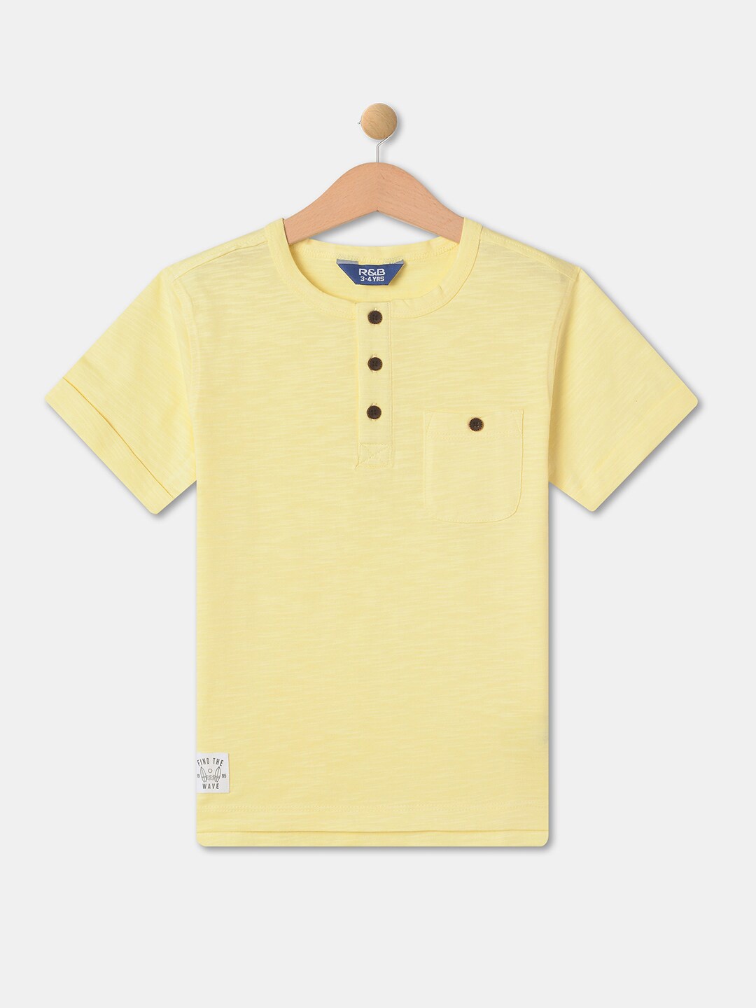 

R&B Boys Yellow Checked High Neck Applique T-shirt