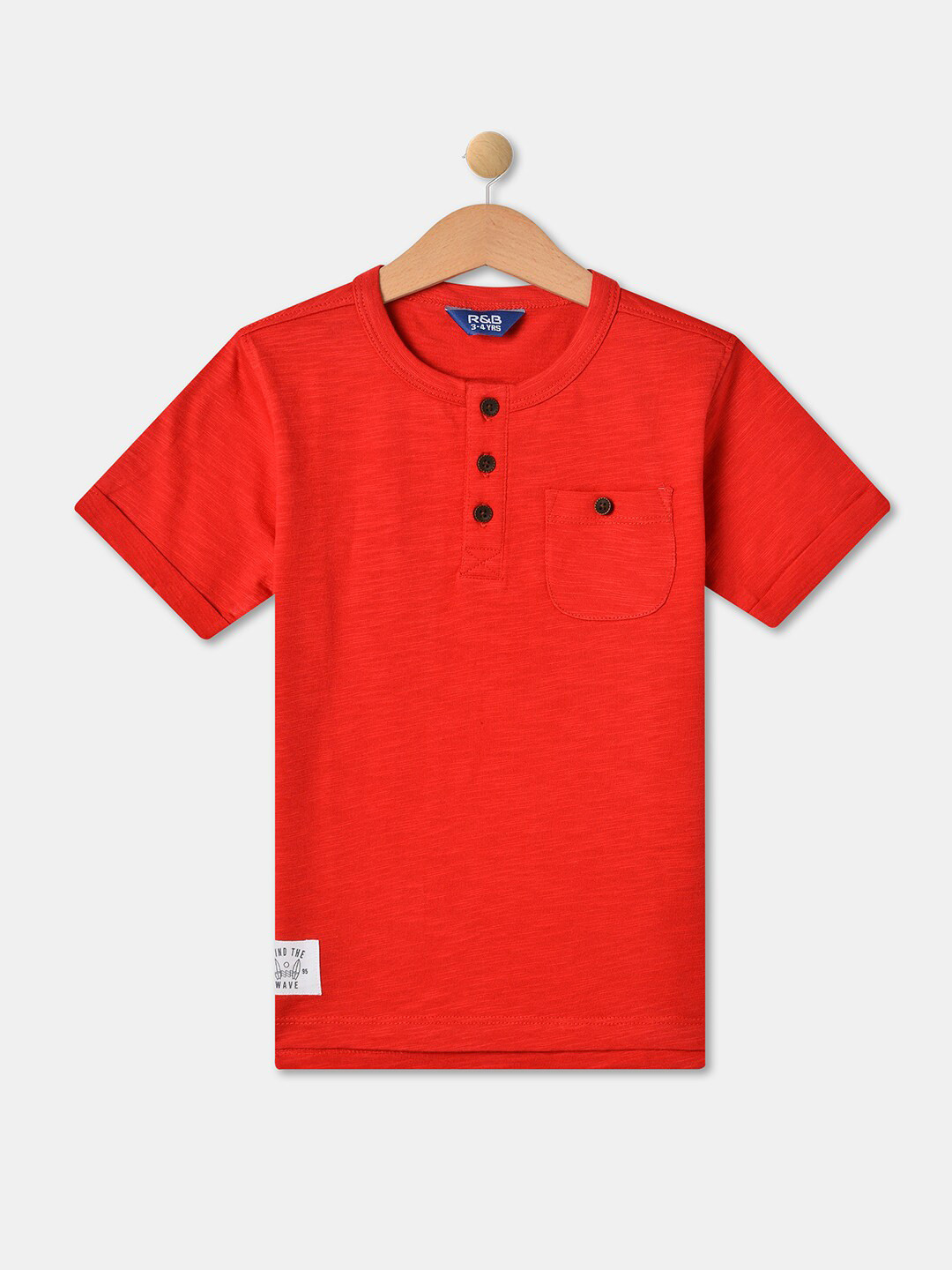 

R&B Boys Red Henley Neck T-shirt