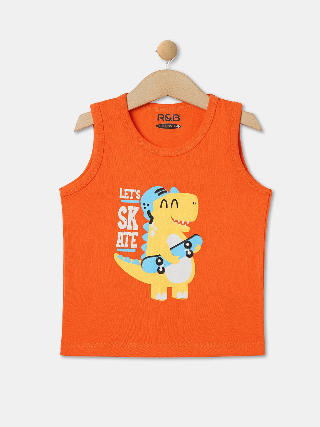 

R&B Boys Graphic Printed Cotton Round Neck T-shirt, Orange