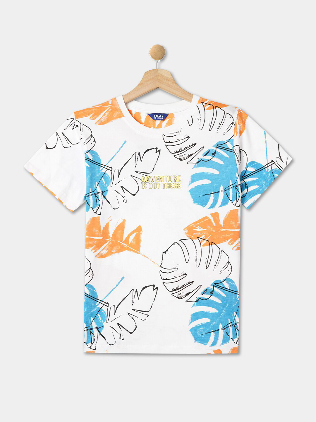 

R&B Boys Floral Printed Tropical Cotton T-shirt, White