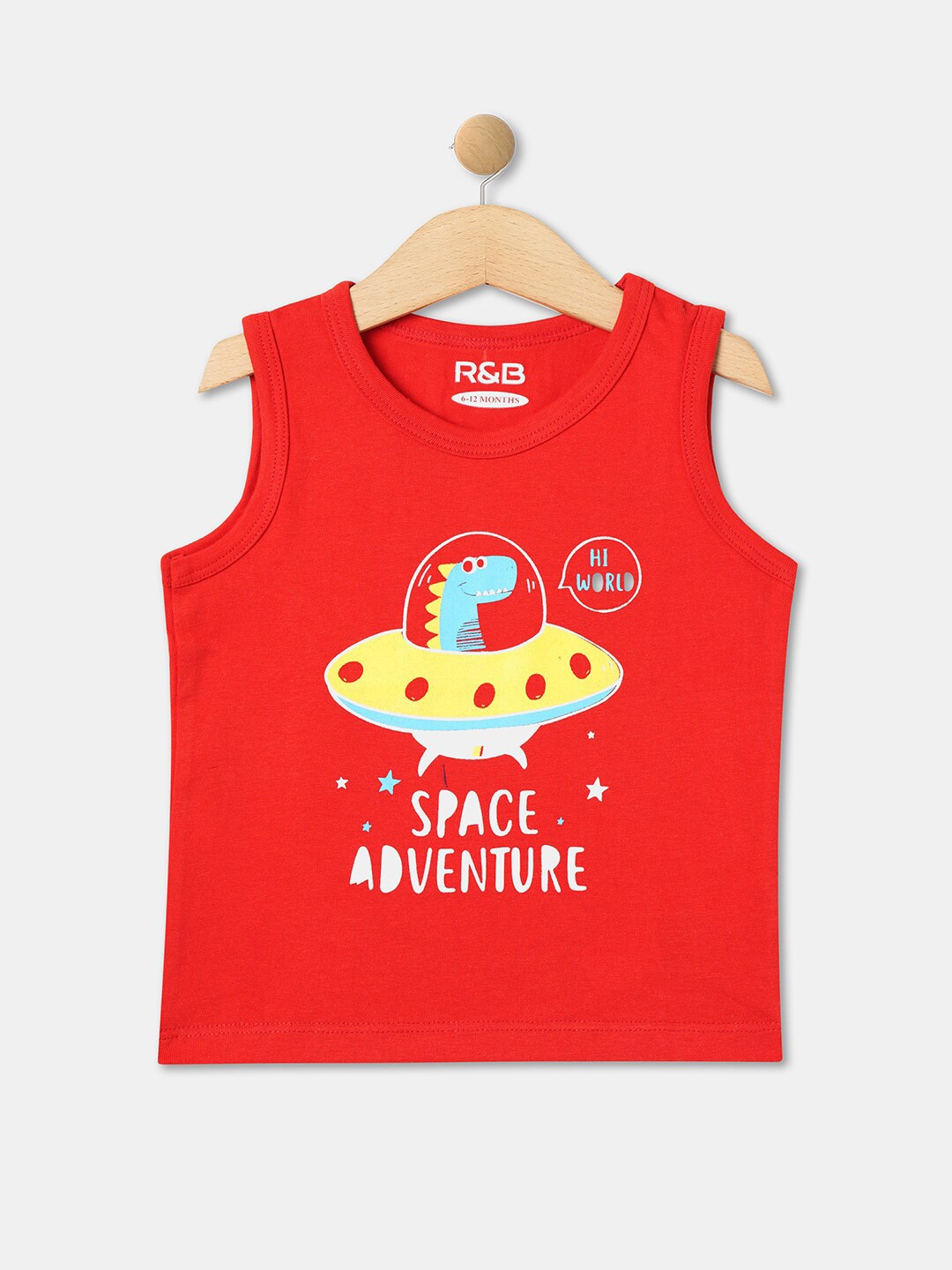 

R&B Boys Graphic Printed Cotton T-shirt, Red