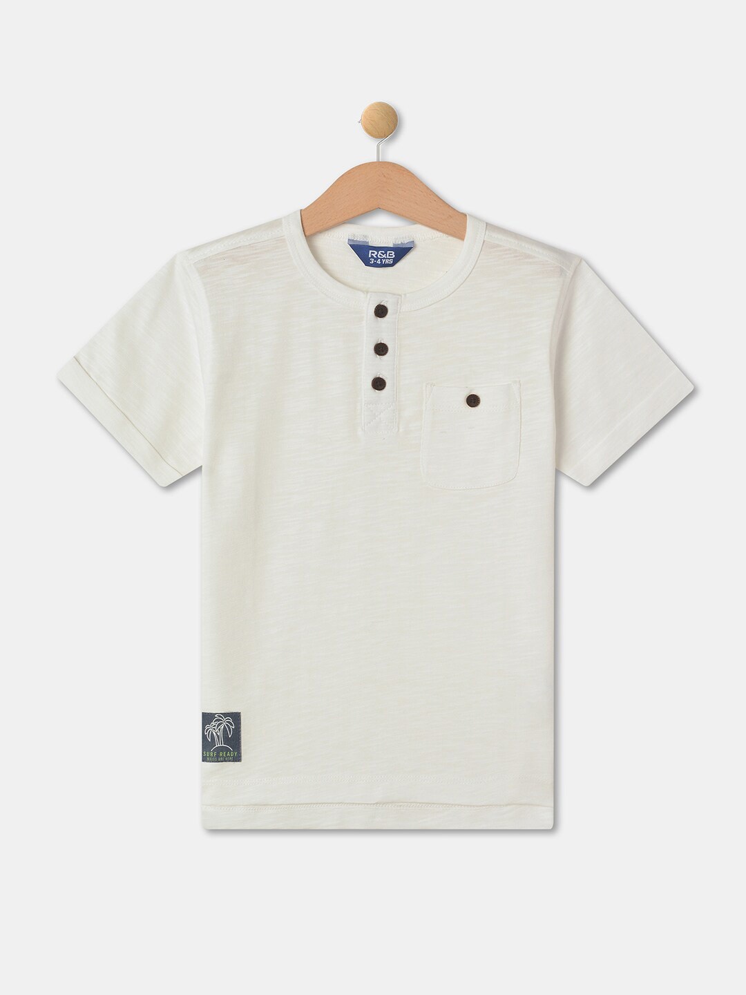 

R&B Boys Henley Neck Cotton T-shirt, White