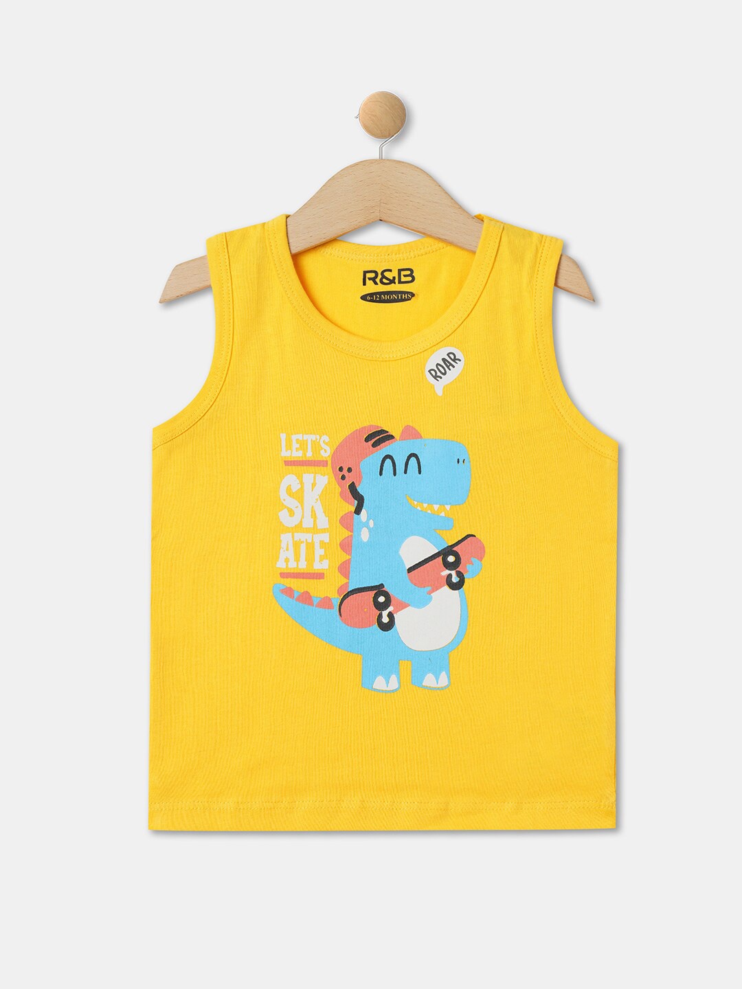 

R&B Boys Graphic Printed Cotton T-shirt, Yellow