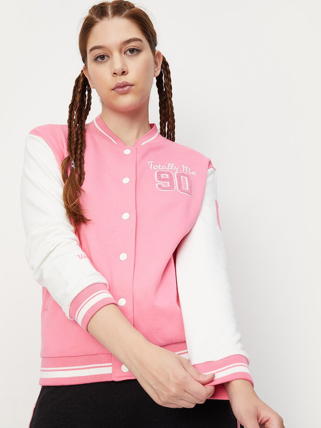 

max Colourblocked Varsity Jacket, Pink
