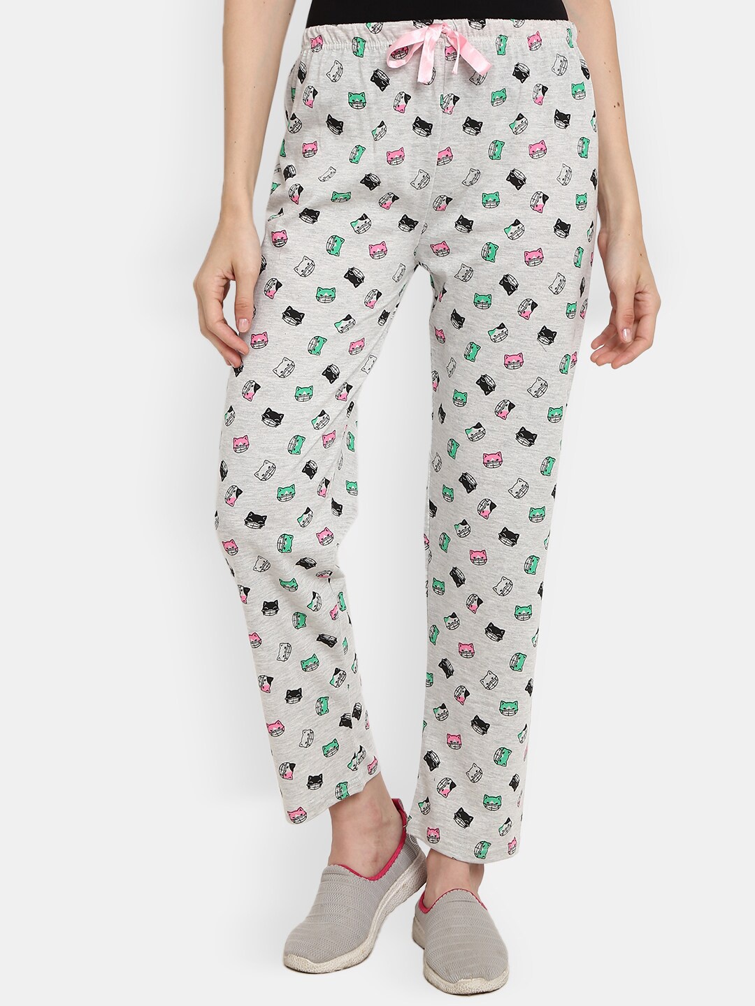 

V-Mart Women Printed Lounge Pants, Grey