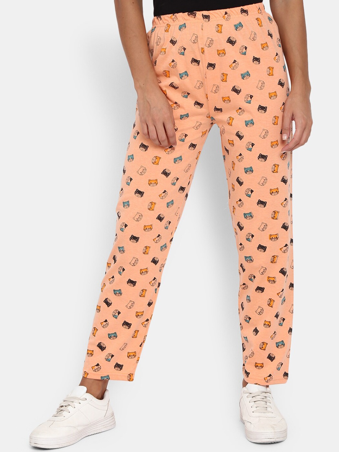 

V-Mart Women Printed Lounge Pants, Peach