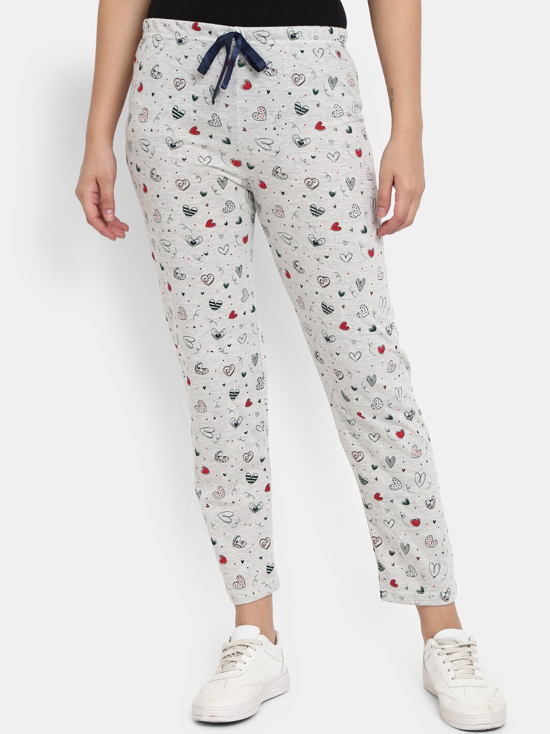

V-Mart Women Printed Cotton Lounge Pants, Grey