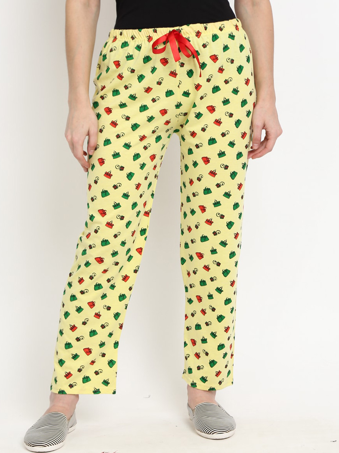 

V-Mart Women Printed Lounge Pants, Yellow
