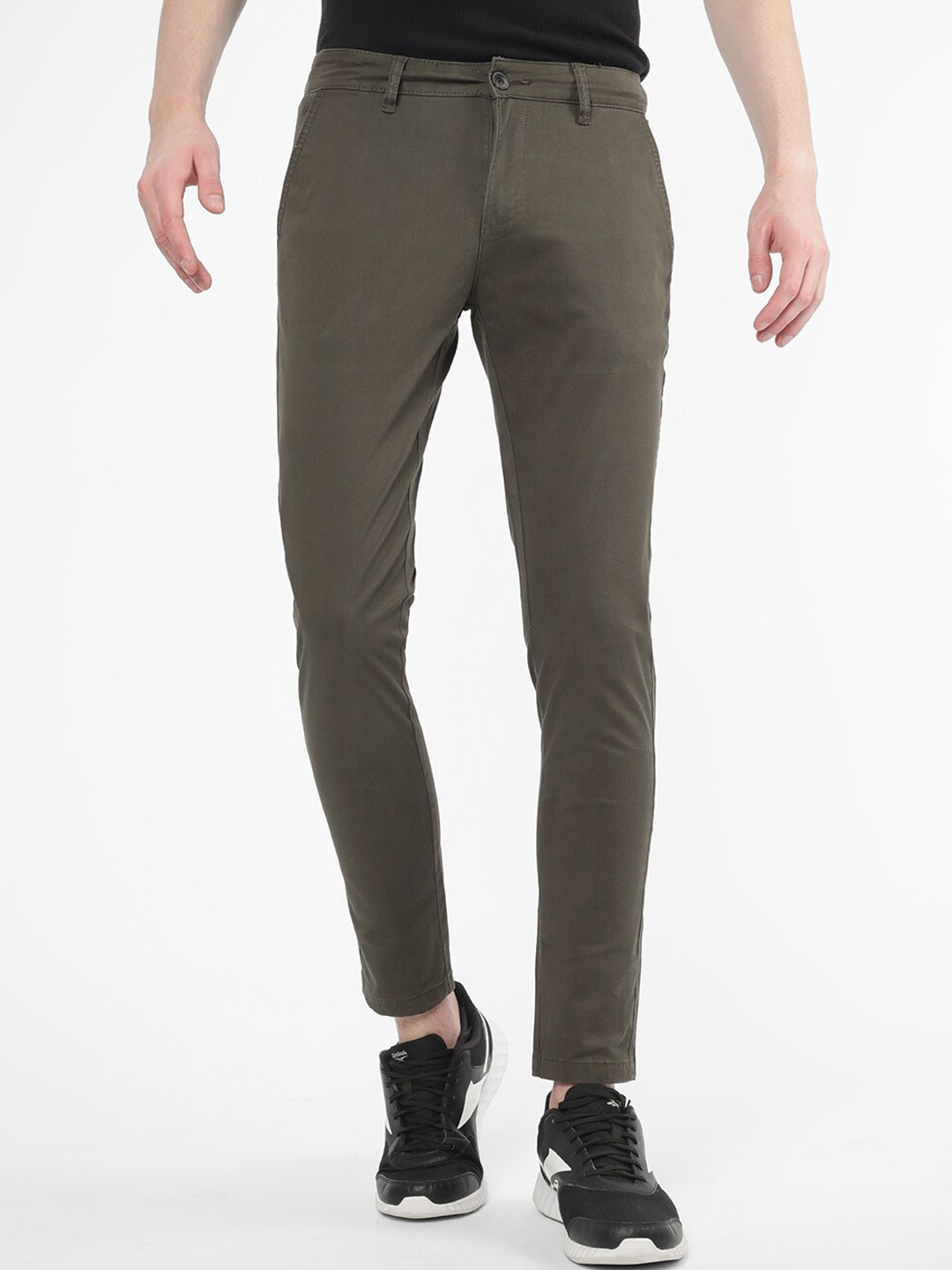 

R&B Men Mid-Rise Trousers, Olive