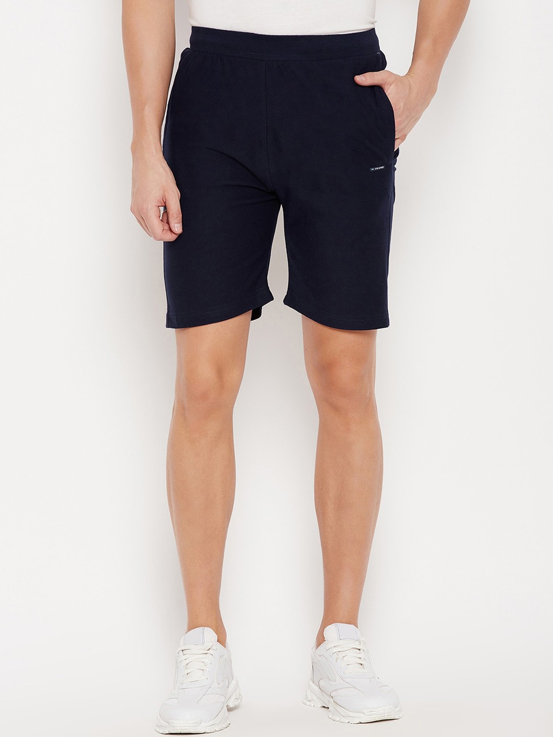 

Okane Men Mid-Rise Cotton Sports Shorts, Navy blue