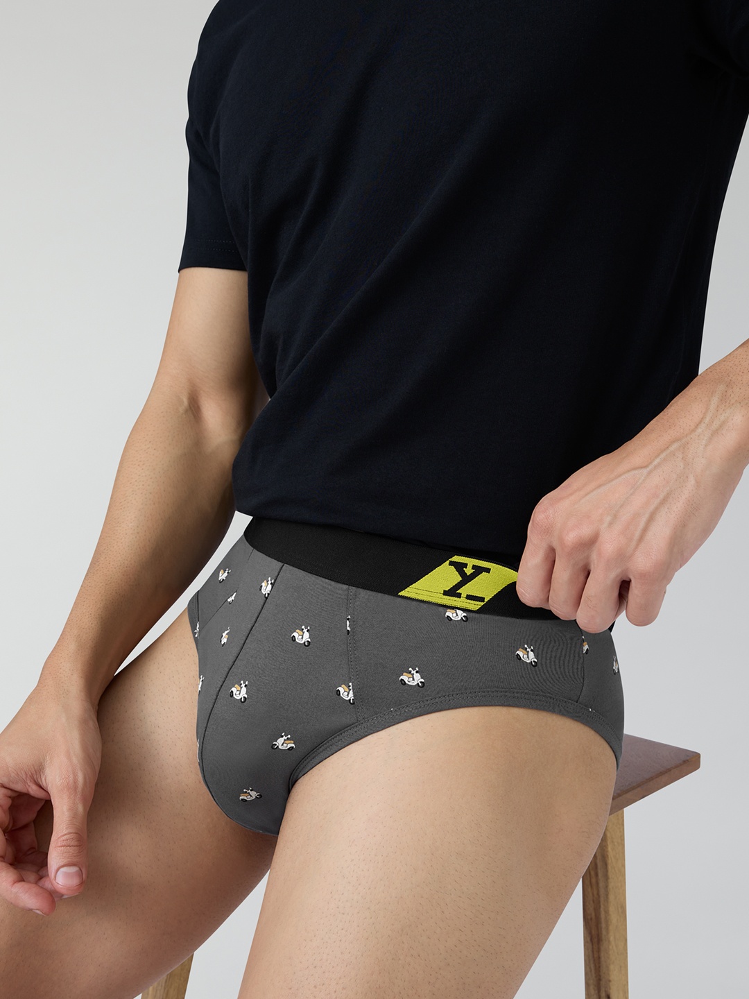 

XYXX Men Printed Cotton Splash Brief XYBRF196-, Grey