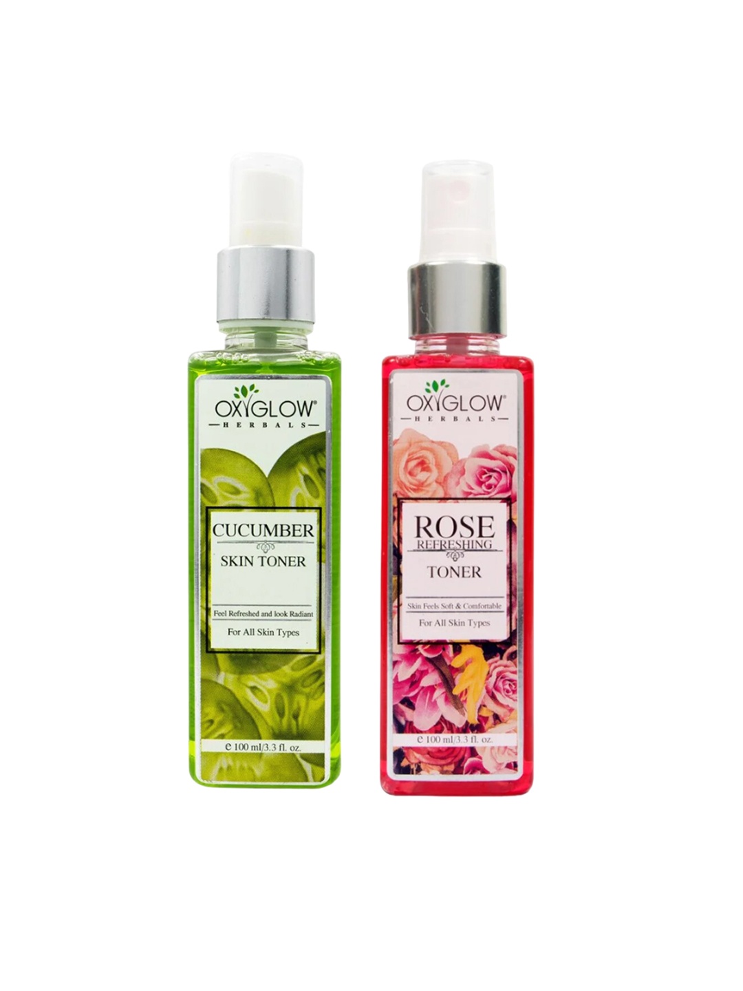 

Oxyglow Pack of 2 Rose & Cucumber Toners 100ml Each, Green