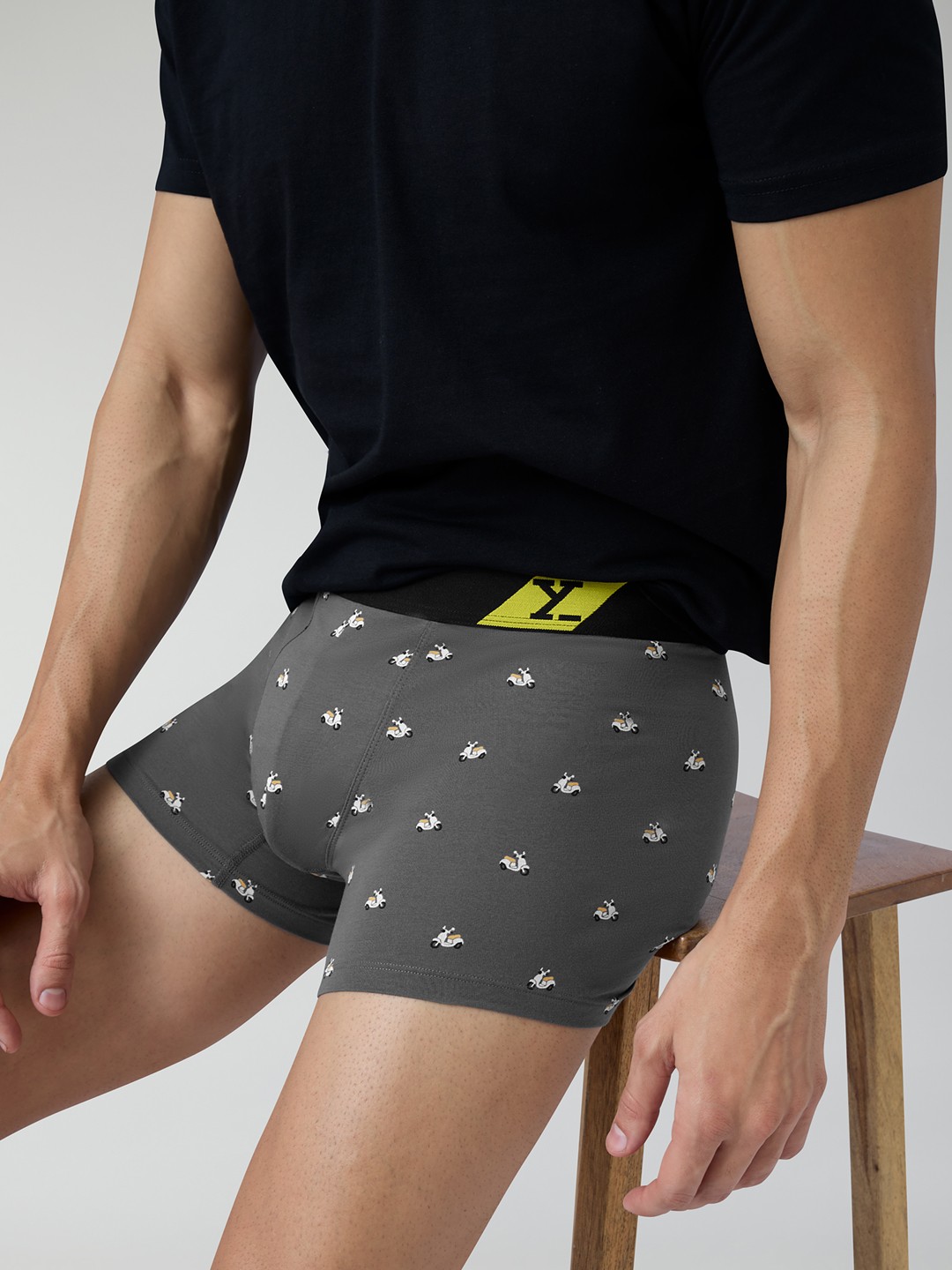

XYXX Men Printed Combed Cotton Splash Trunks XYTRNK196, Grey