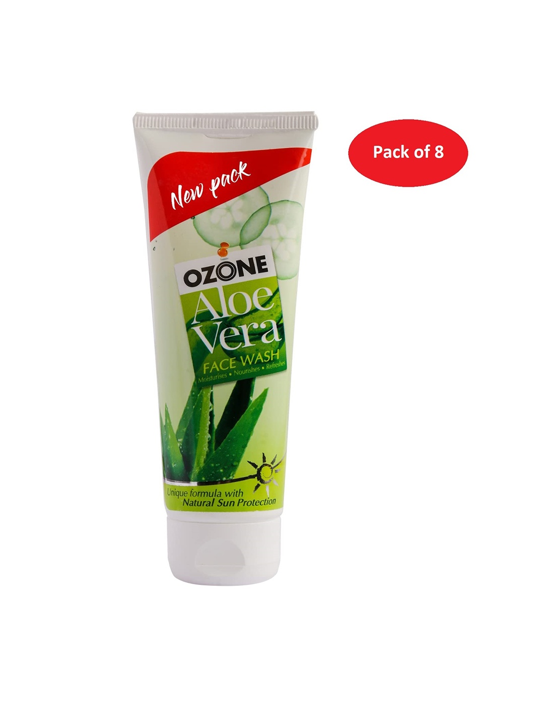 

Ozone Set Of 8 Aloe Vera Face Wash with Cucumber & Turmeric - 100ml each, Green