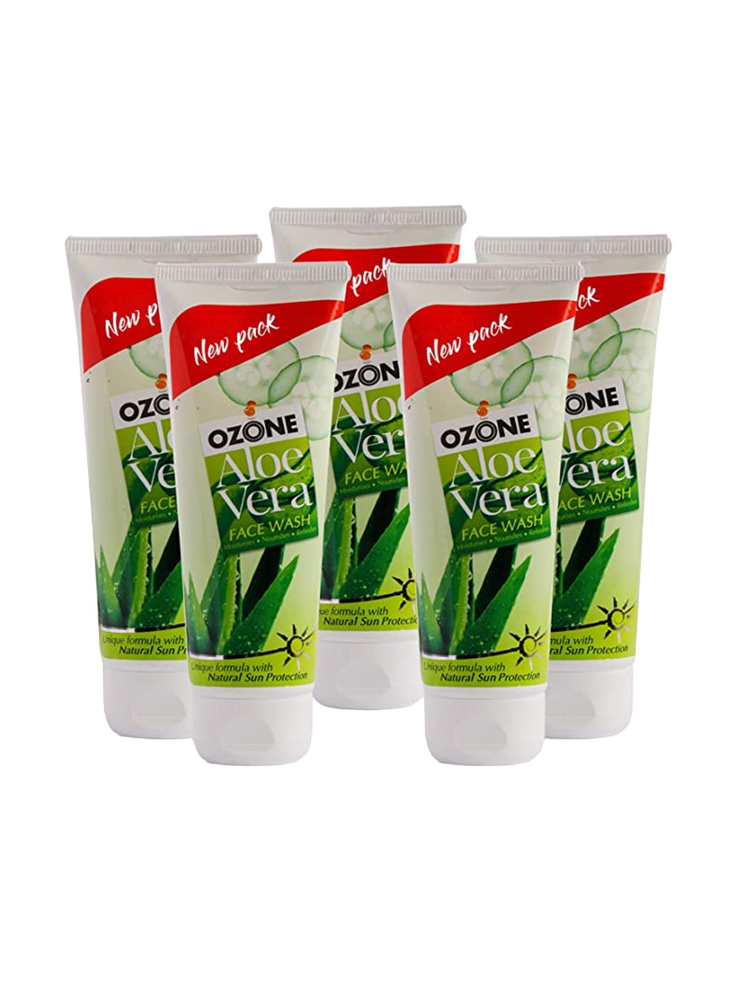 

Ozone Set Of 5 Aloe Vera Face Wash with Cucumber & Turmeric - 100ml each, Green