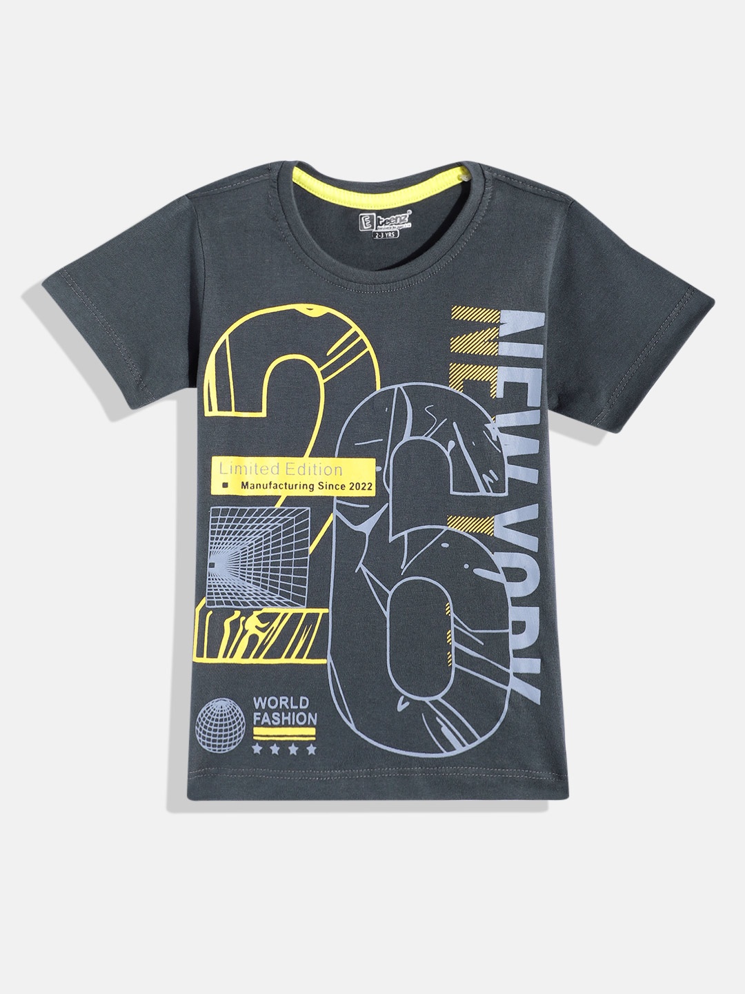 

Eteenz Boys Premium Cotton Printed T-shirt, Charcoal